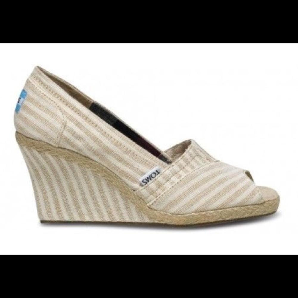 TOMS Women's Striped Wedge Shoes - Tan